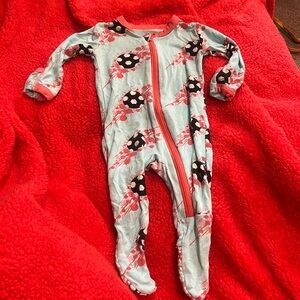 B50 Kickee Pants Bamboo Footie— Soccer Print Teal and Pink  PLAY